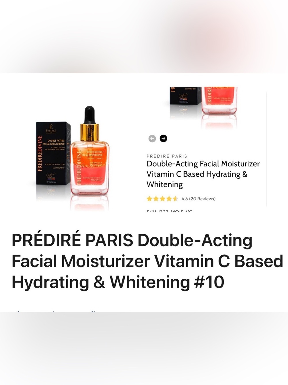 PRÉDIRÉ PARIS Vitamin C Double-Acting Facial Moisturizer — Orange